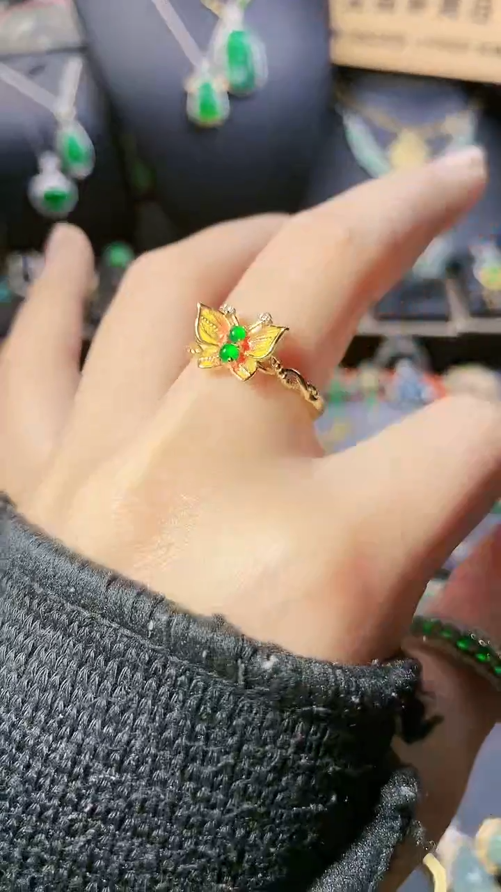 【闪购商品】翡翠戒指银S925镶嵌戒指