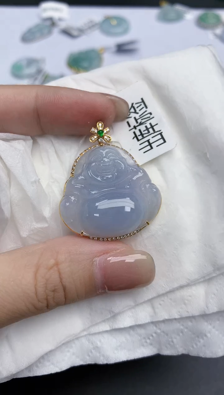 【闪购商品】翡翠颈饰18K金镶嵌天然缅甸翡翠A货