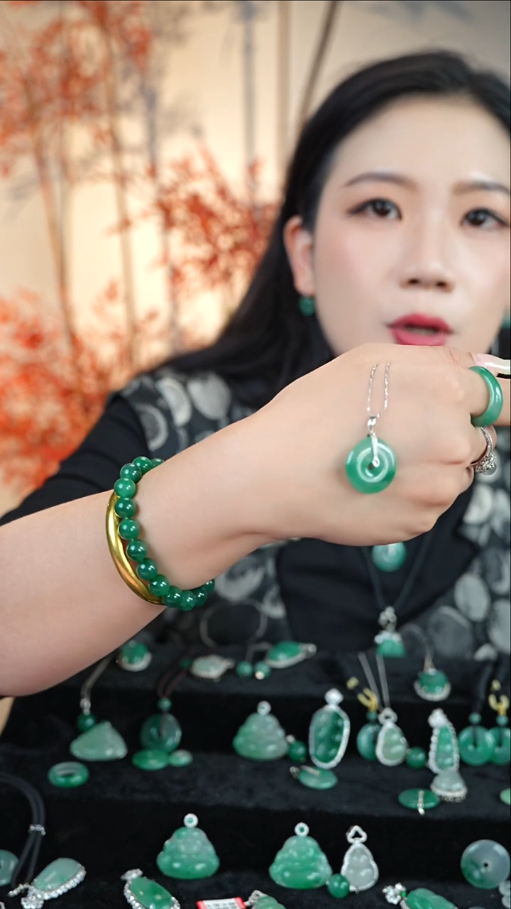 吊坠(不含链)合金石英质玉（非洲翠）大平安扣