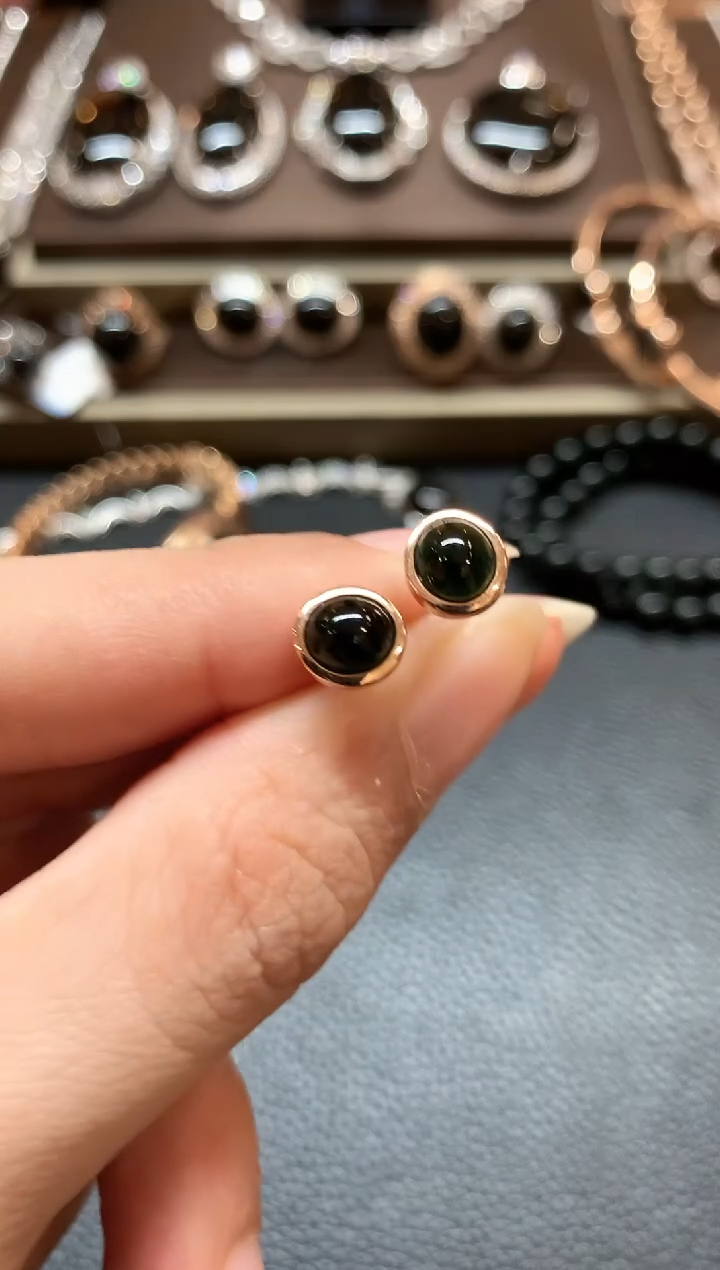 【闪购商品】翡翠耳饰18K金镶嵌b2不退换