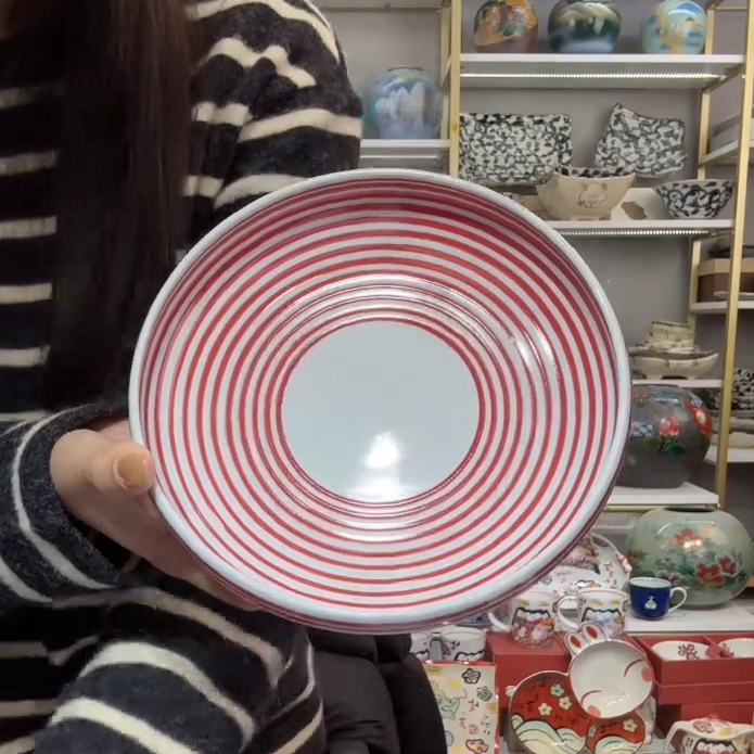 【单支】日本进口翔武窑圆型钵18.5cm-红驹