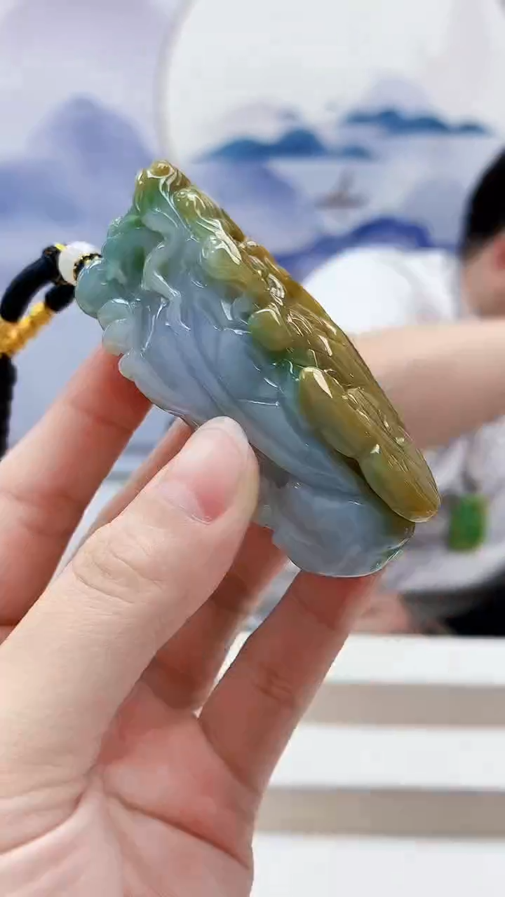 未镶嵌定制翡翠5060lr-毛货挂件赠底座33