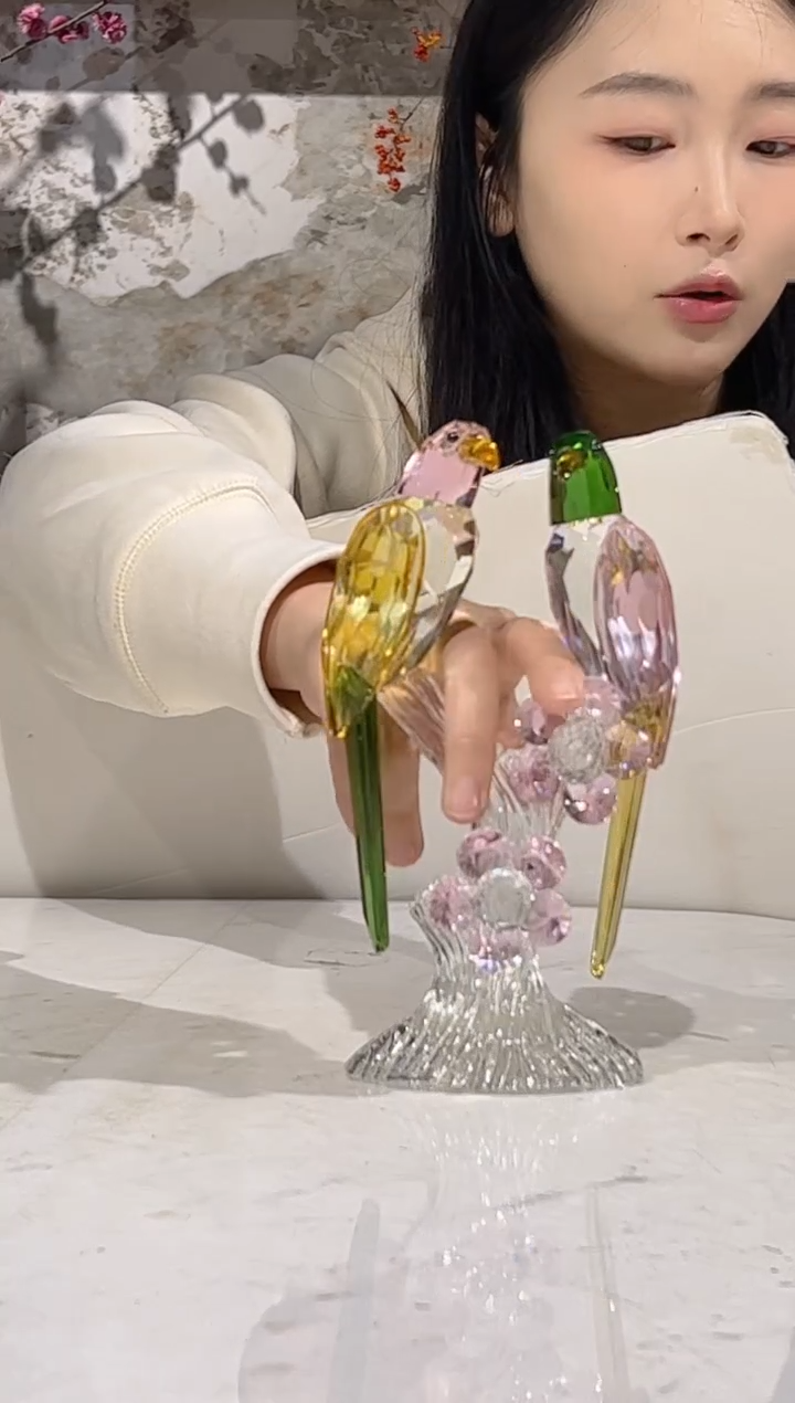 【闪购商品】人造水晶双支小喜鹊