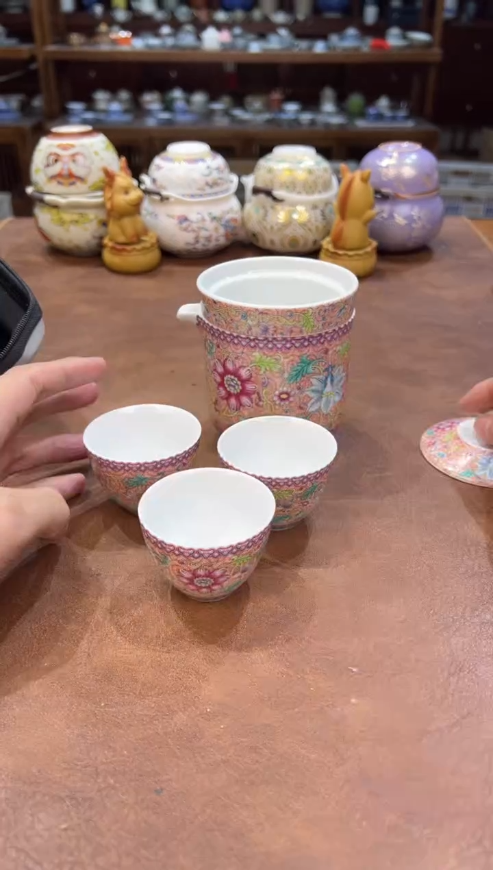 真的很便宜超好看会开片的旅行茶具