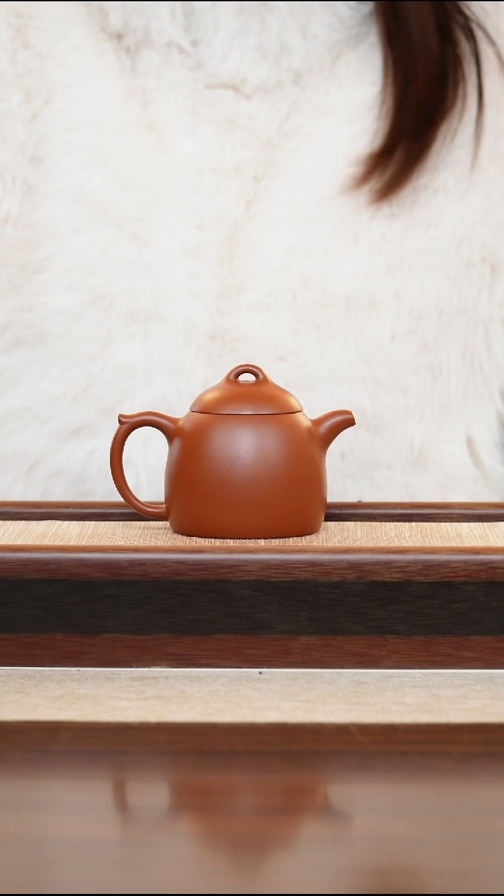 朱泥秦权孔老师180cc宜兴手工紫砂壶