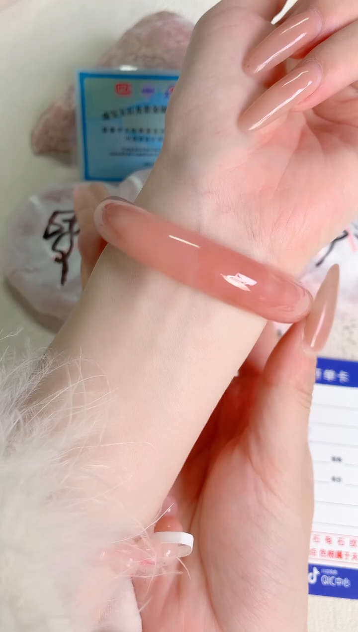 未镶嵌手镯石英质玉桃花164-圈口56.1