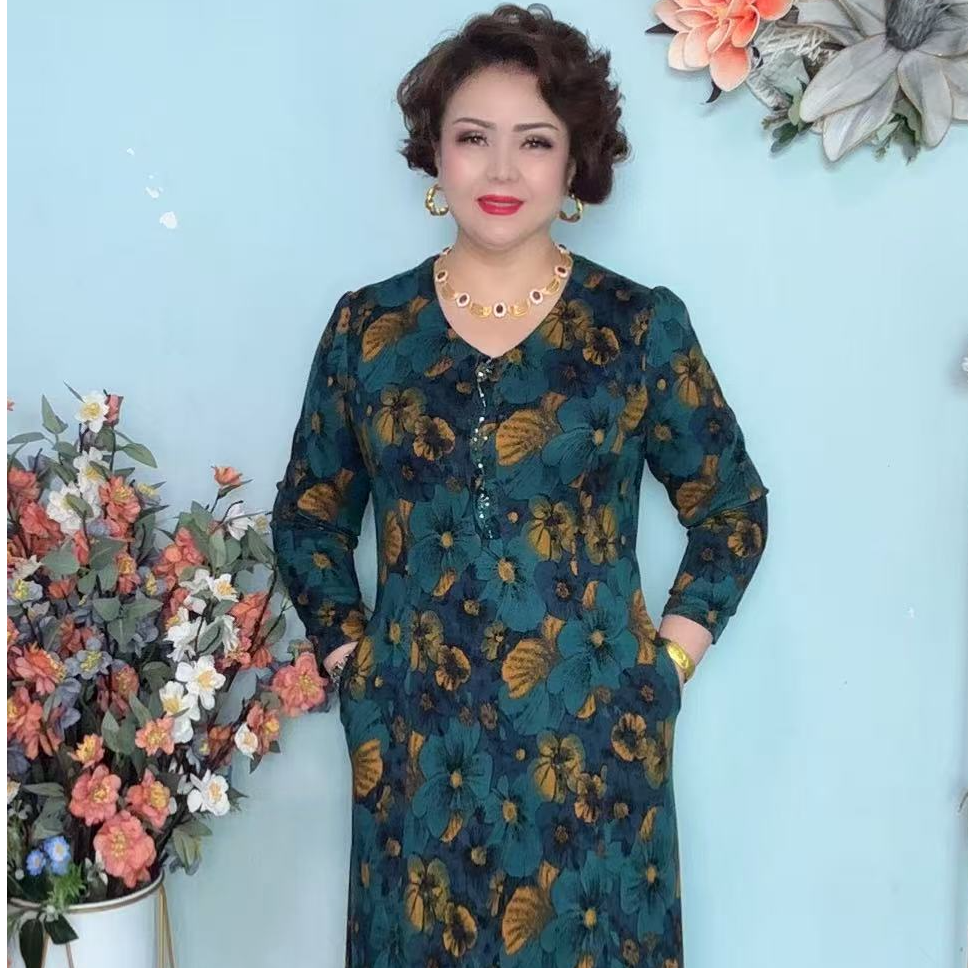 NIGAR时尚连衣裙显瘦气质长袖洋气碎花花色PAHTA