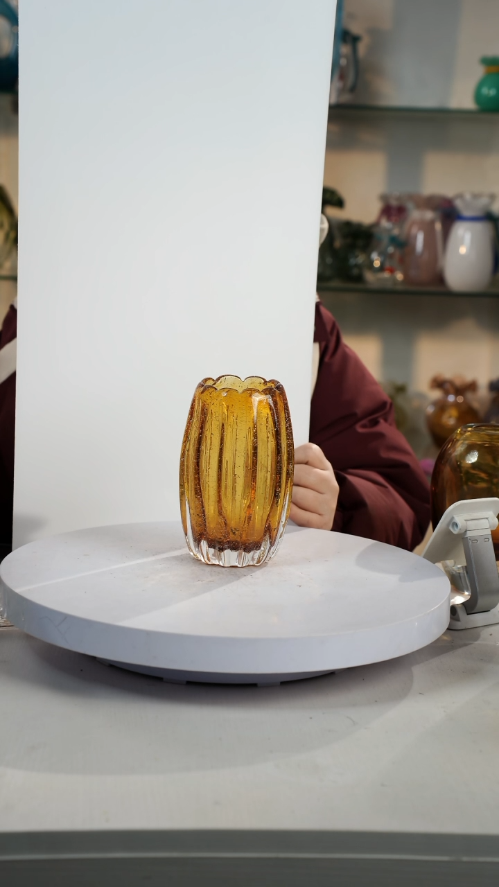 【闪购商品】琉璃【弘扬】高18轻奢琉璃花器微瑕福利