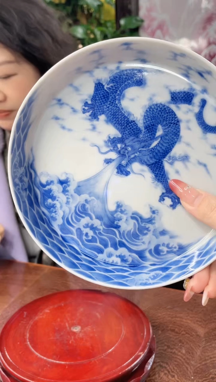 【闪购商品】059陶瓷供应链青花龙纹吸水画片壶承