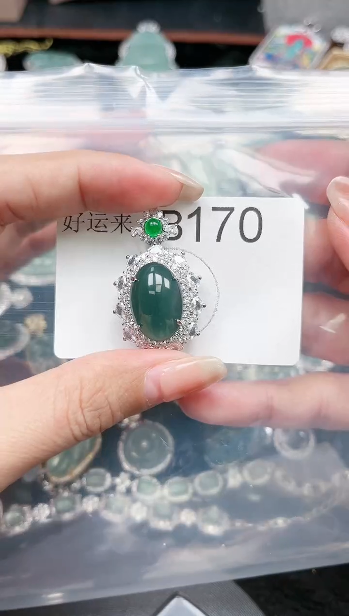 【闪购商品】翡翠颈饰未镶嵌赠皮绳170