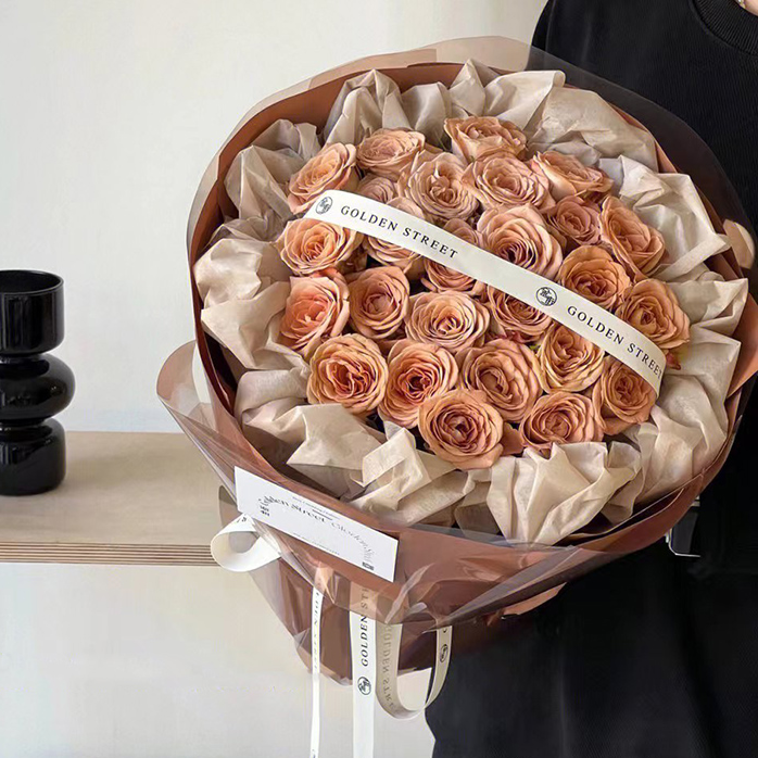 【焦糖】33朵卡布奇诺玫瑰花束生日表白鲜花束送爱人女友同城花店配送上门