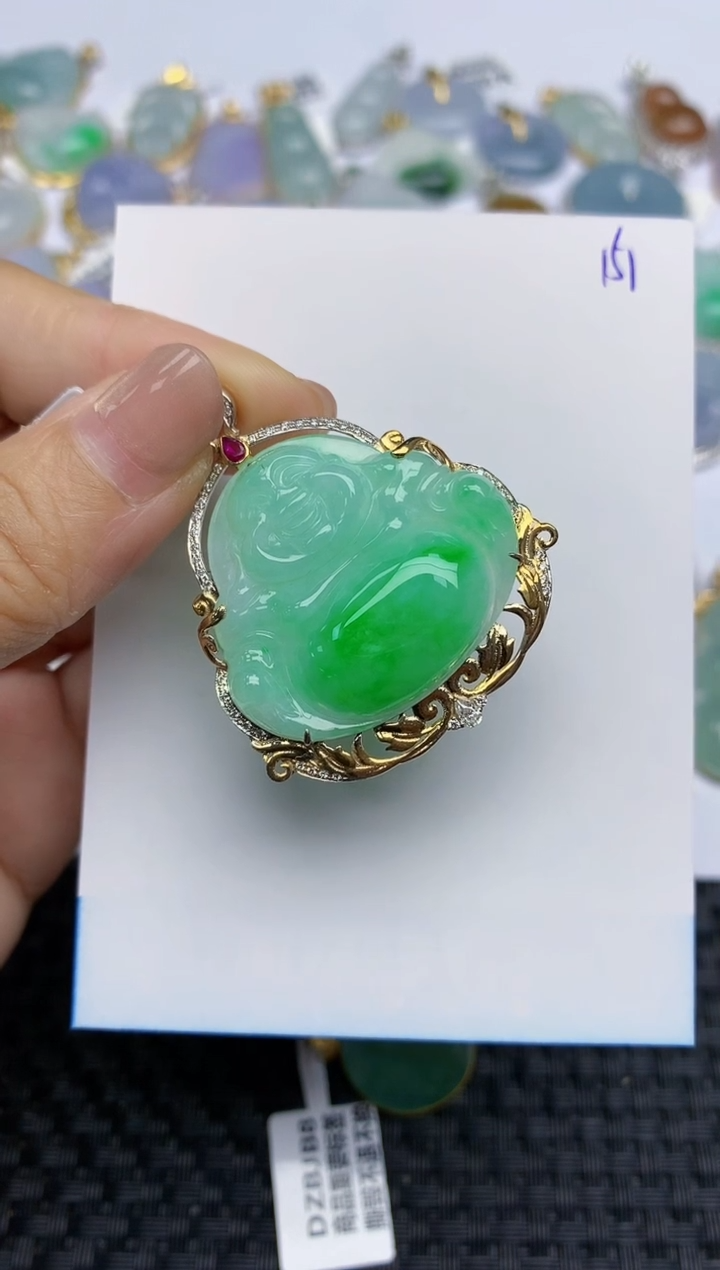 【闪购商品】翡翠颈饰18K金镶嵌天然A货翡翠 151