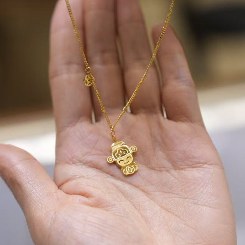 【巧玲专属】足金999亮面小财神项链 经典时尚百搭 7.1