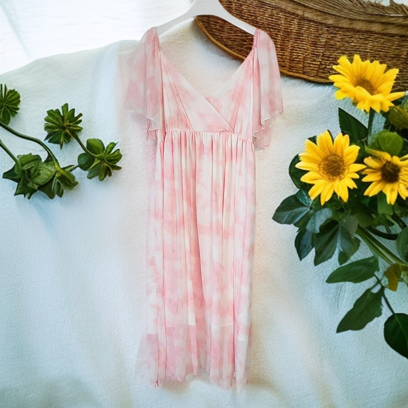 9033粉色晕染抹胸裙