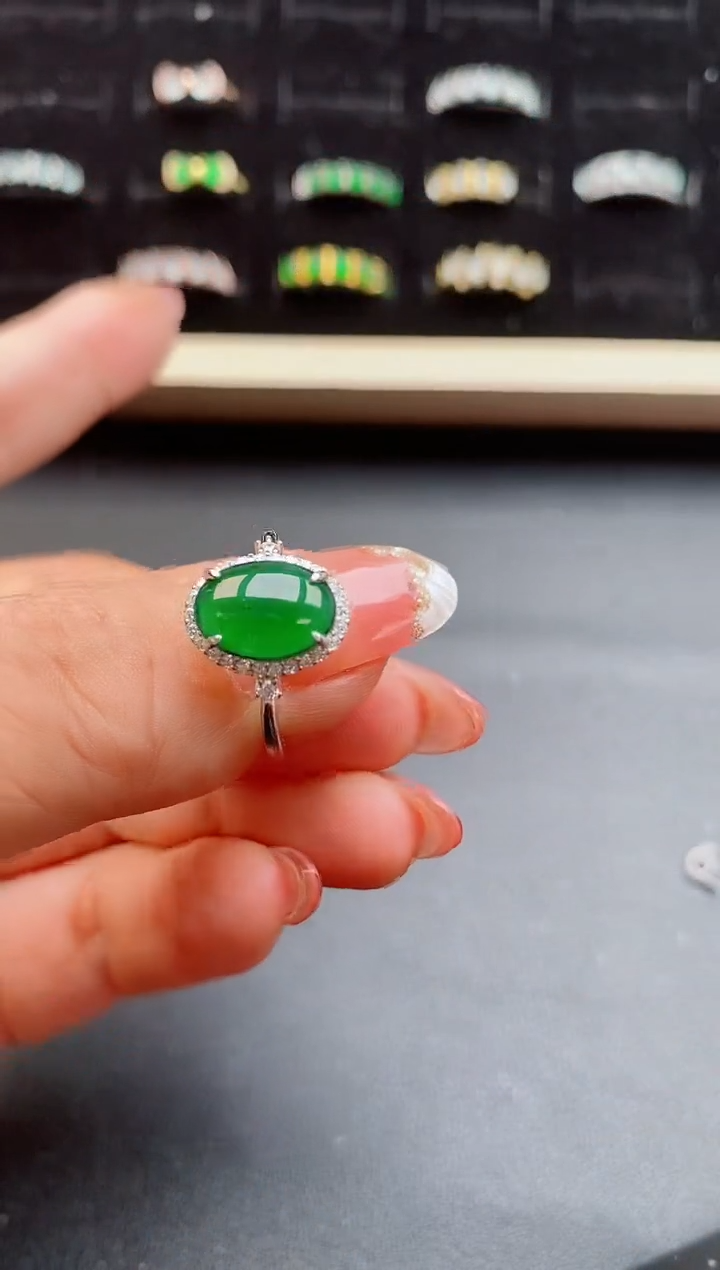 【闪购商品】翡翠戒指银S925镶嵌12121