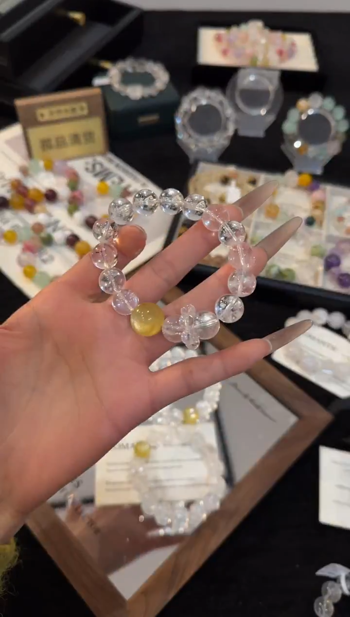 合金手链水晶奶白晶手链x2693