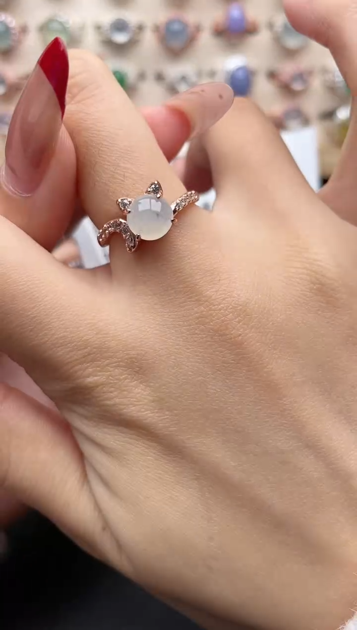 【闪购商品】翡翠戒指银S925镶嵌一物一证一礼盒