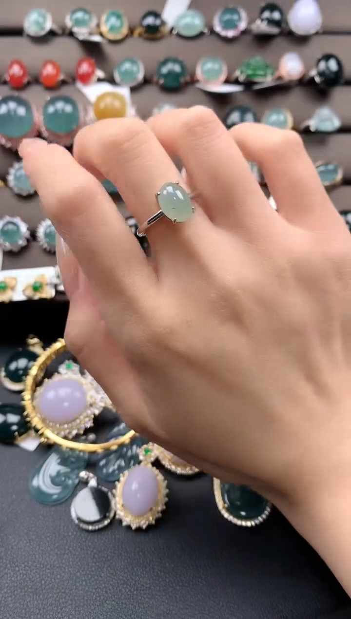 【闪购商品】翡翠戒指银S925镶嵌234324