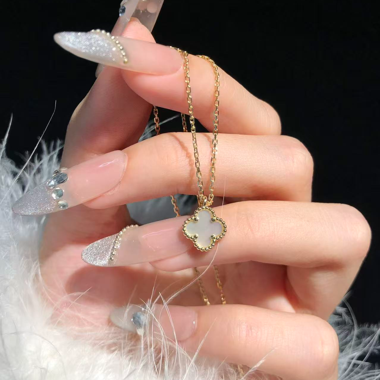 【直播福利】18K金mini白色单花项链 CZ (定制品质48小时鉴赏期)