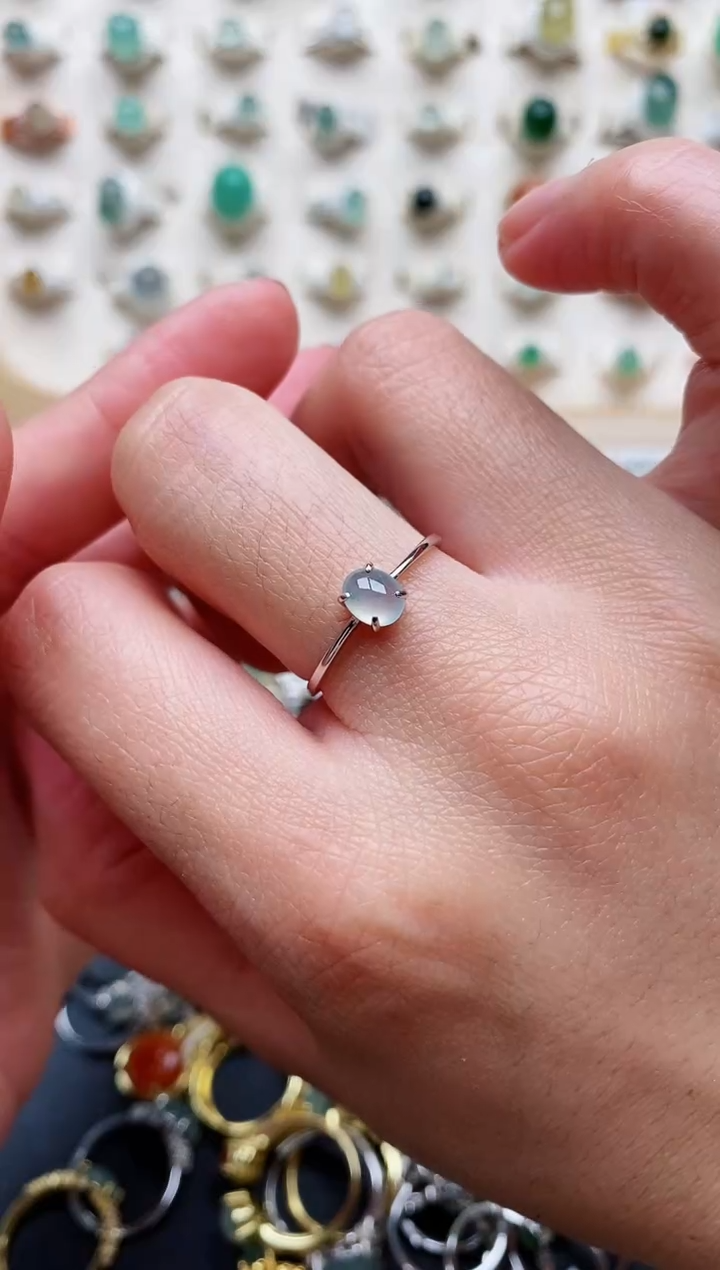 【闪购商品】翡翠戒指银S925镶嵌天然翡翠 222  9+