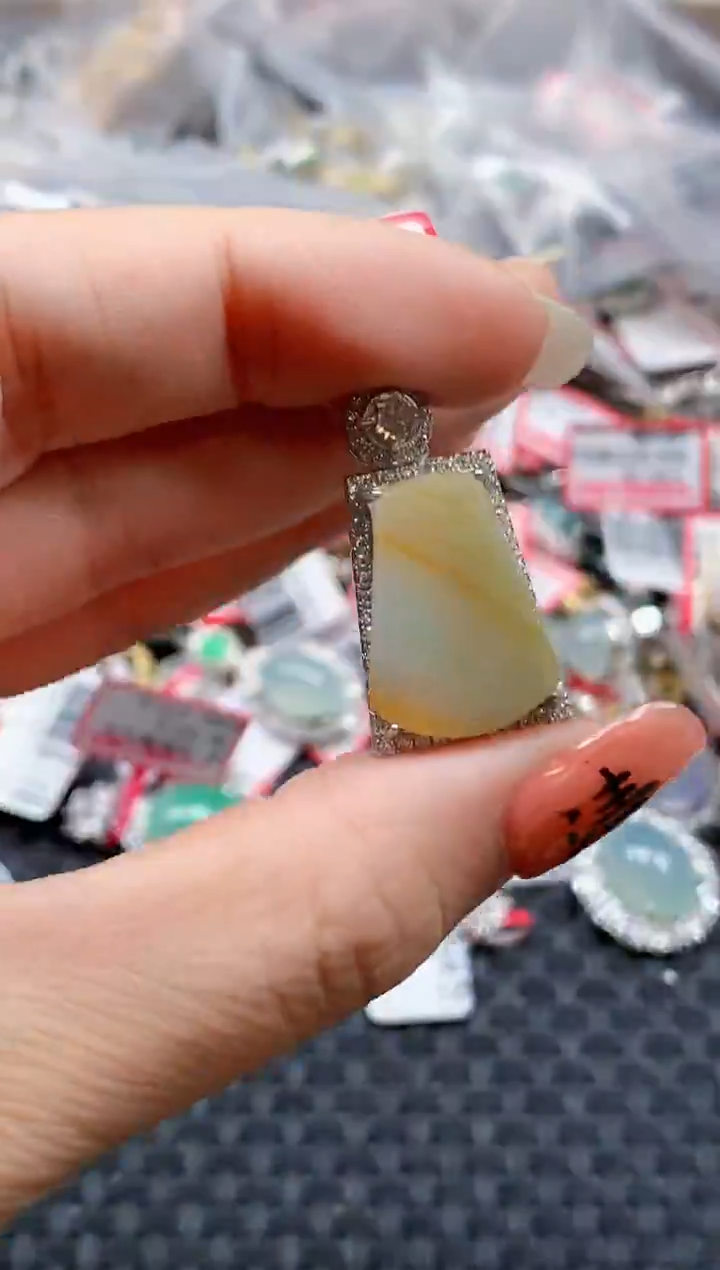 银S925镶嵌戒指翡翠天然A货缅甸翡翠