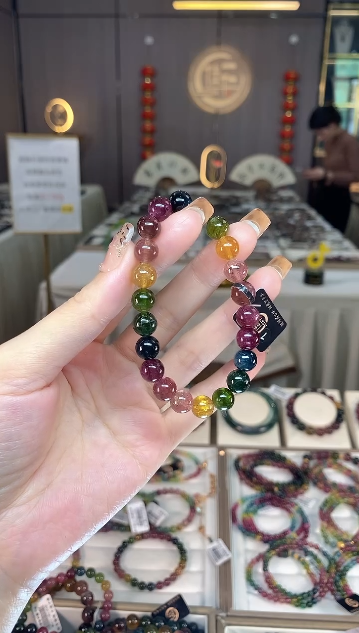 未镶嵌老矿碧玺单圈手串8mm+碧玺dan多样性发货一条