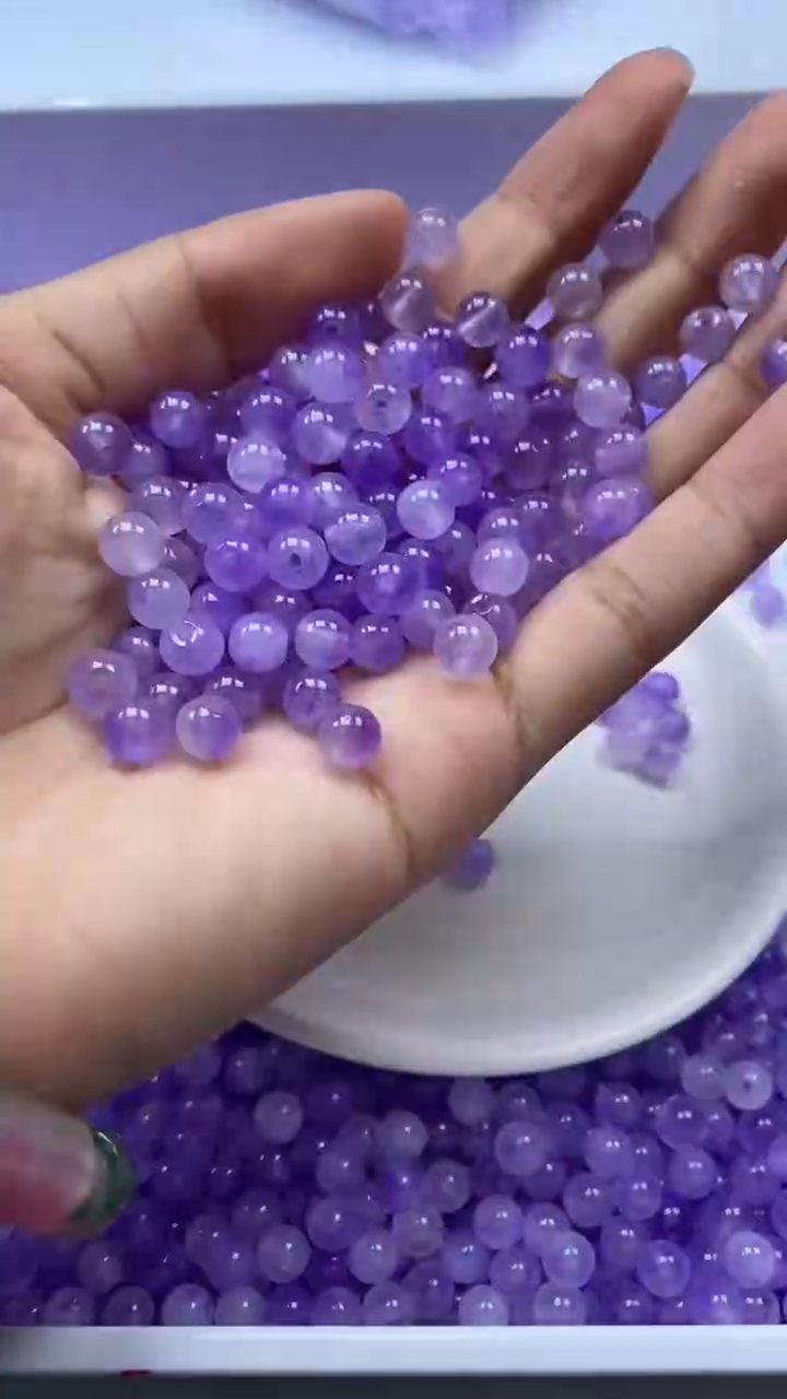 颈饰未镶嵌水晶w1838紫碧玺6mm*30颗