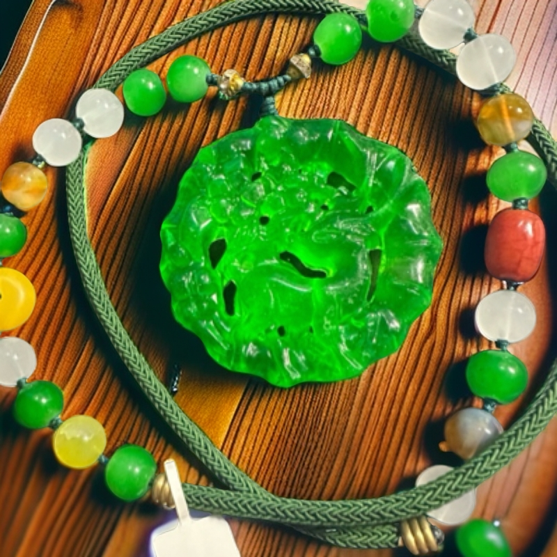 [时尚百搭轻奢设计] CY56 绿色镂空鹿毛衣链