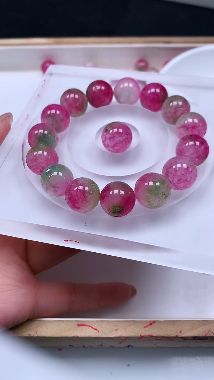 未镶嵌散珠碧玺M937 西瓜碧玺14mm3个8元