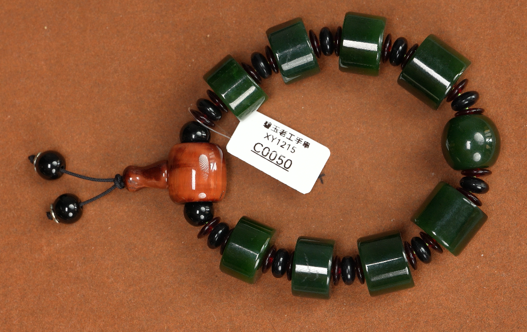 【山岚-c0050】天然和田玉精品碧玉老工手串