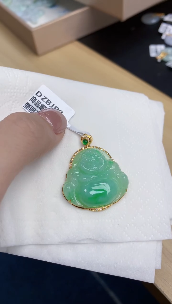 【闪购商品】翡翠颈饰18K金镶嵌天然缅甸翡翠A货