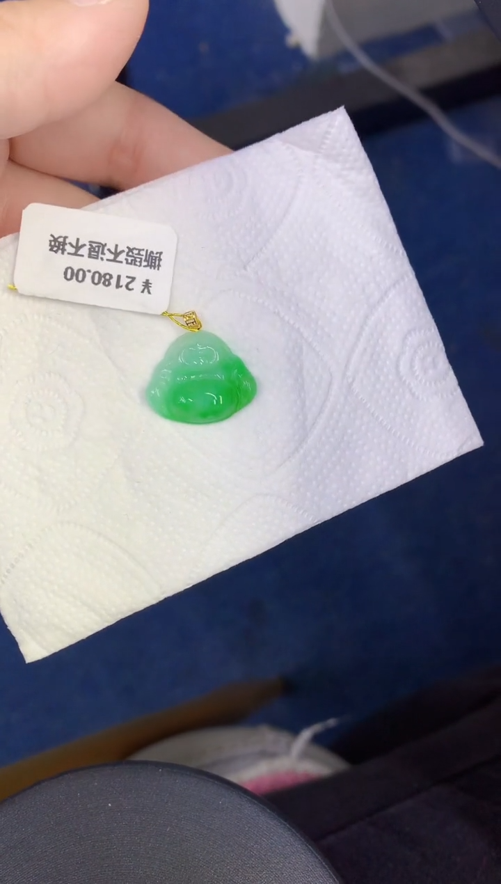 颈饰18K金镶嵌翡翠缅甸天然翡翠A货