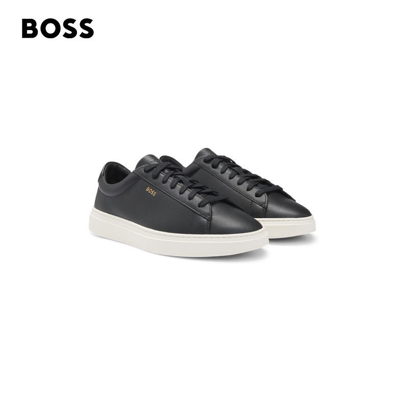 BOSS博斯男士秋冬新款徽标点缀系带抛光皮革运动鞋50536480