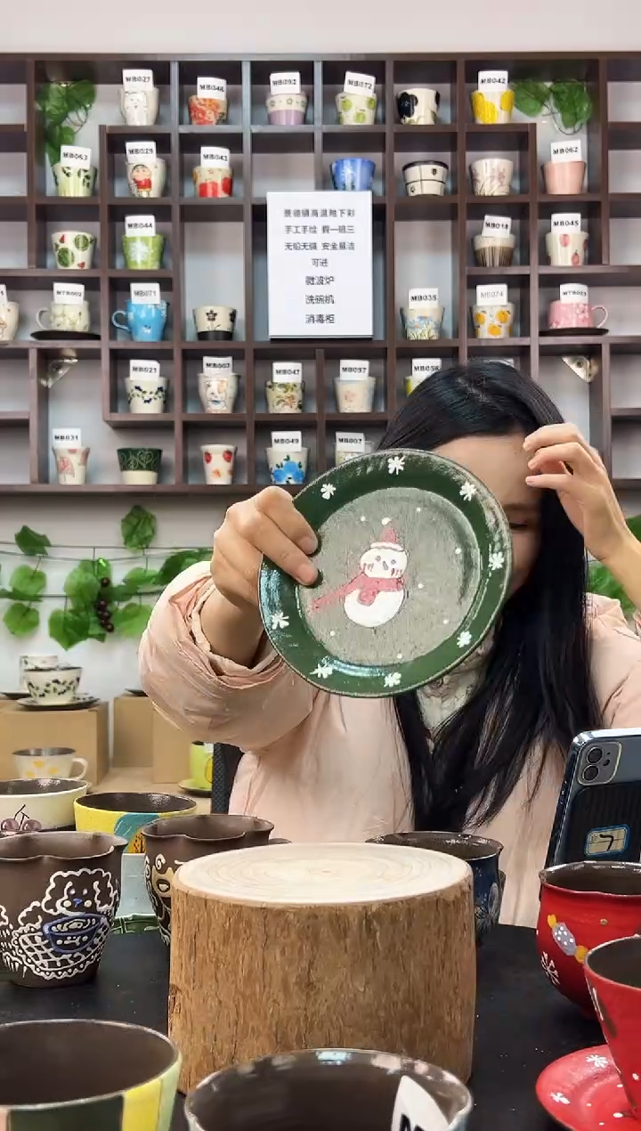 手工手绘圣诞咖啡杯碟