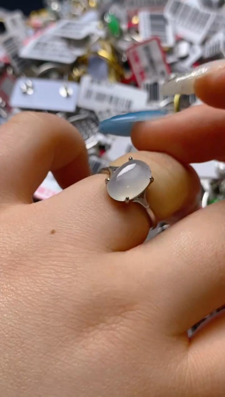 银S925镶嵌戒指翡翠百内无证书