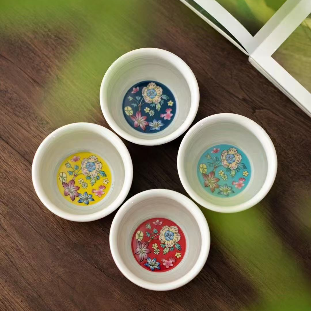 粉彩工艺福缸万花杯