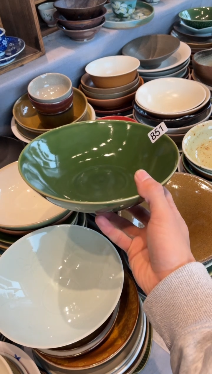 瓷片S****g851微瑕翠绿深汤盘1个