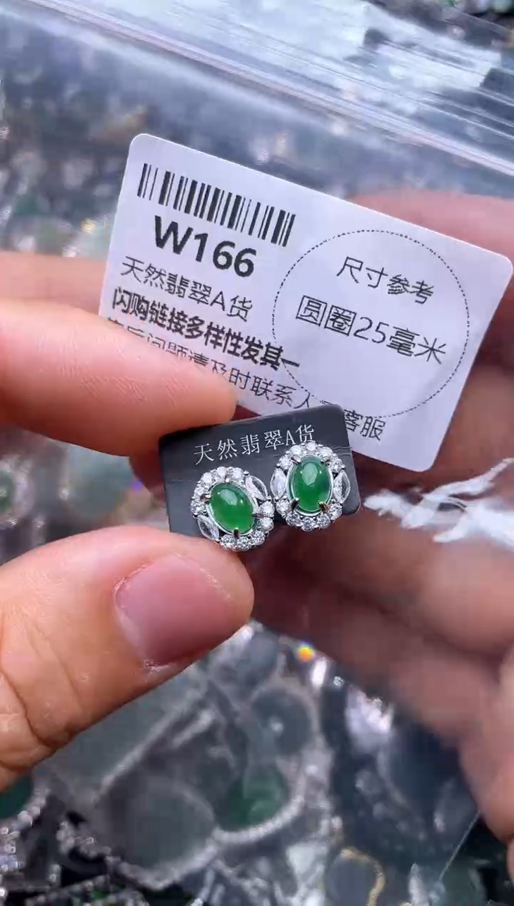 【闪购商品】翡翠颈饰未镶嵌W166耳钉