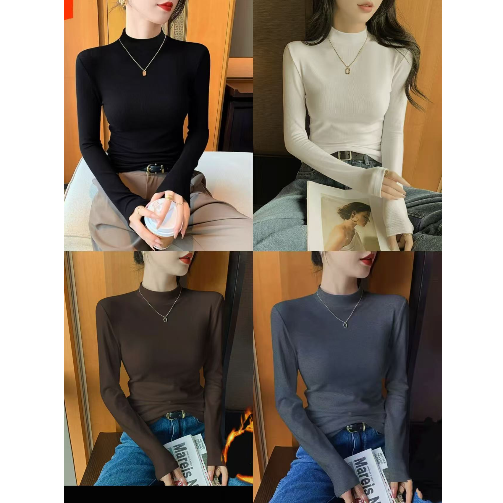 玲家精选61005款号百搭半高领打底衫