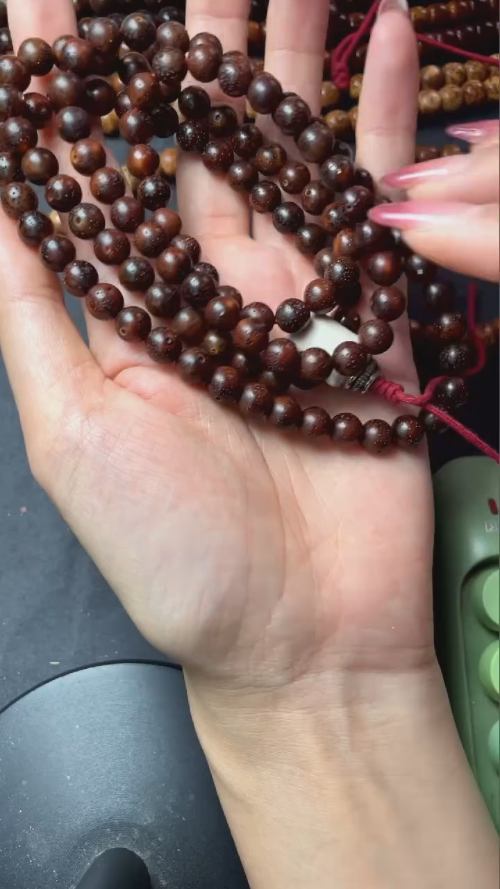 【闪购商品】星月菩提吊坠精选级赤金lj锔钉三通款正圆8长串