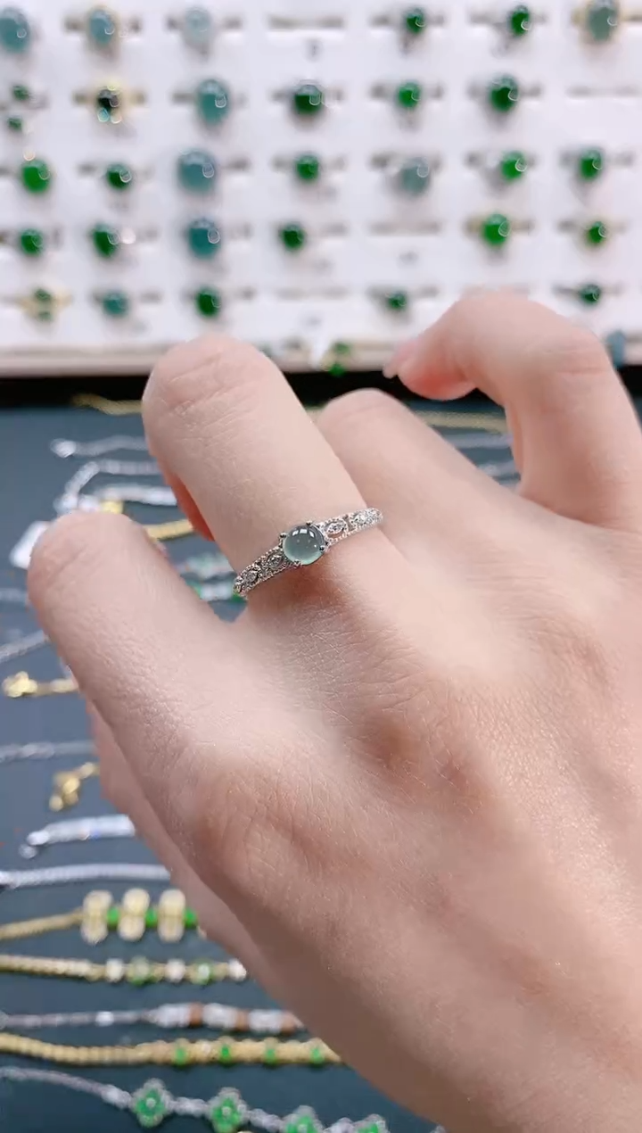 【闪购商品】翡翠戒指银S925镶嵌天然翡翠