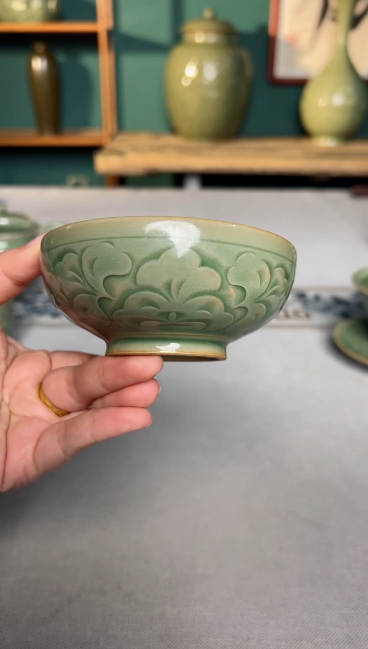 【闪购商品】其他纯手工内外双刻牡丹普洱杯