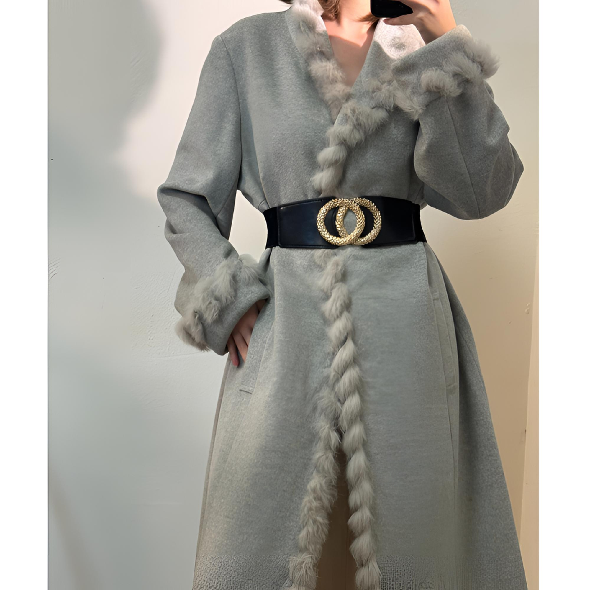 大衣毛呢气质网红时尚百搭女士复古长款收腰双面加厚ins秋冬新款