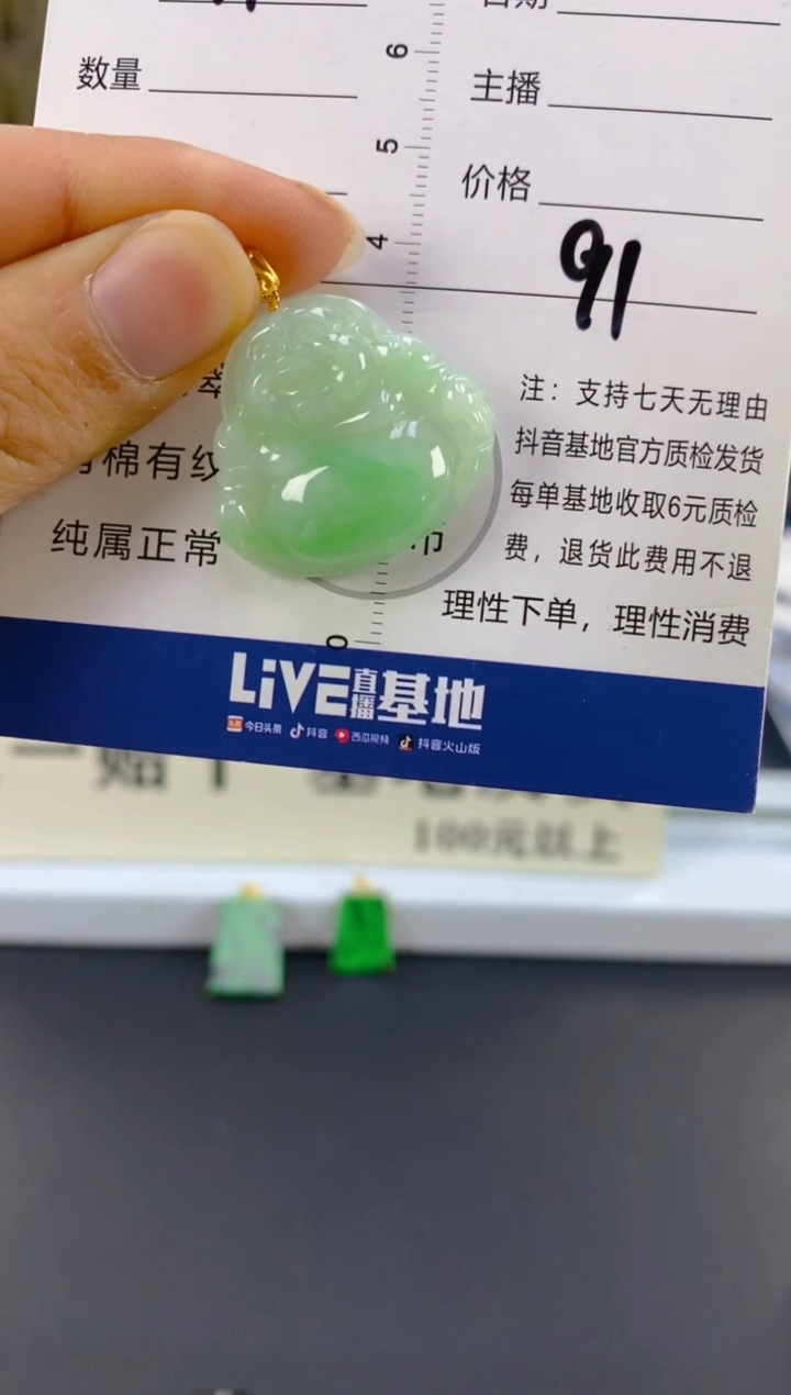 【闪购商品】翡翠颈饰18K金镶嵌天然A货翡翠