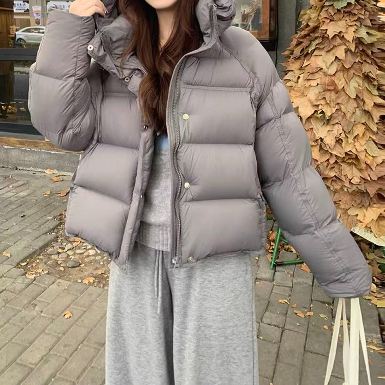 6953云朵泡芙加厚保暖面包连帽羽绒服