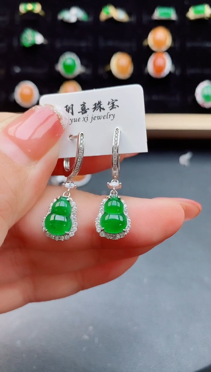 【闪购商品】翡翠耳饰银S925镶嵌121122