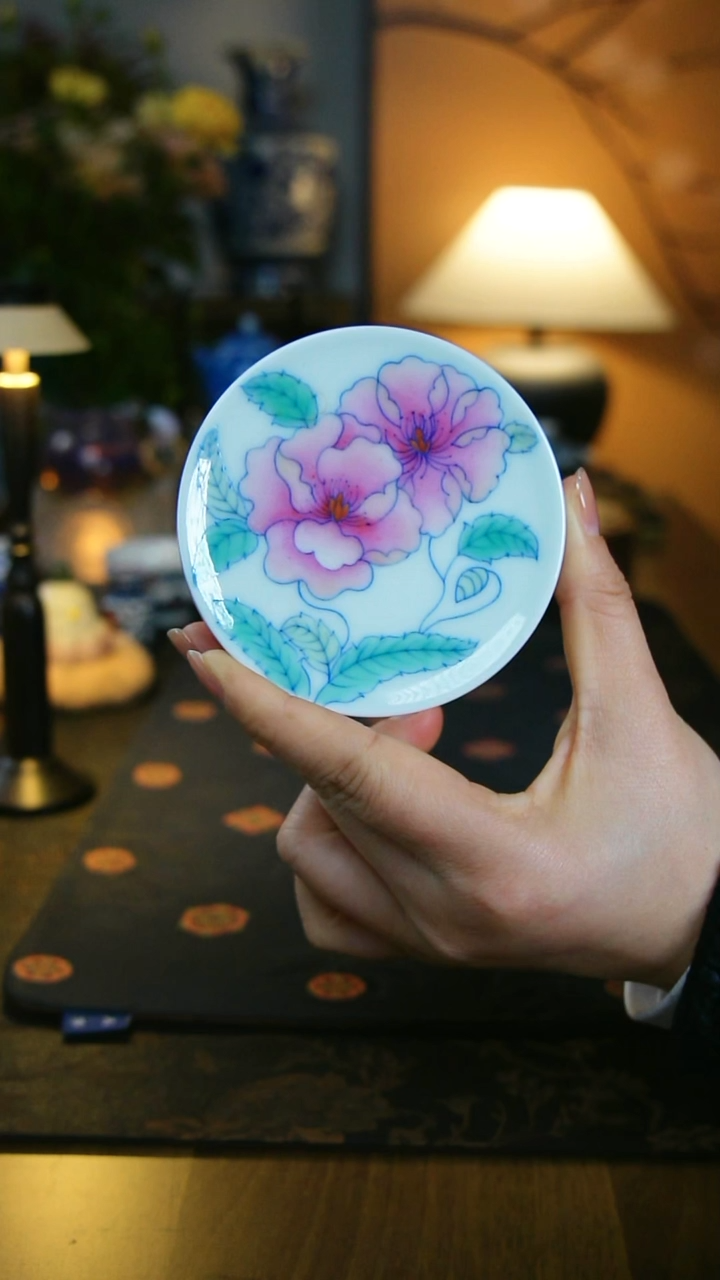 牡丹花盖置 斗彩