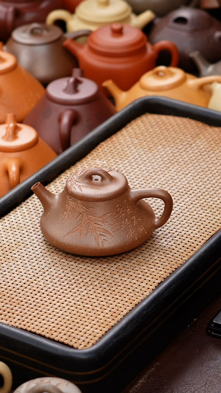 茶壶紫砂竹瓢封釉150cc
