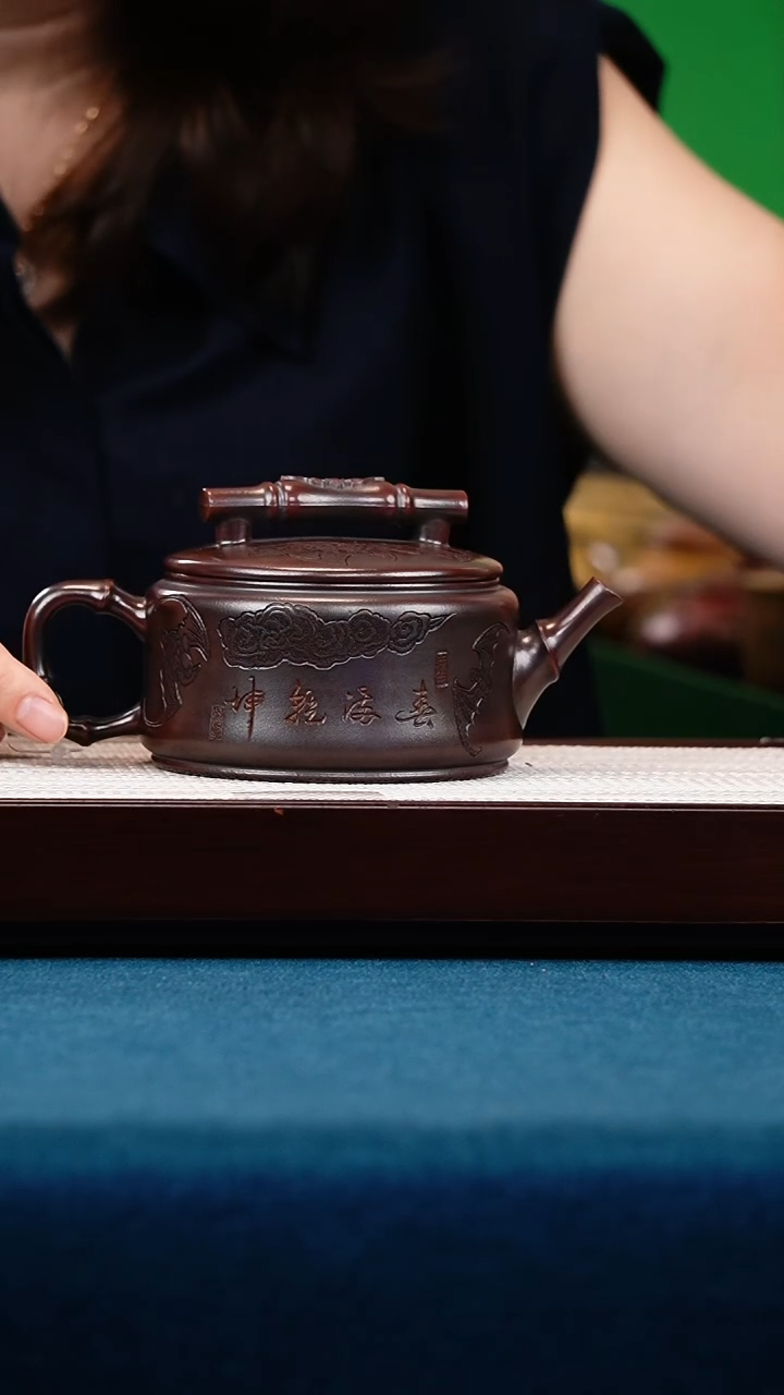茶壶紫砂石红百福汉瓦