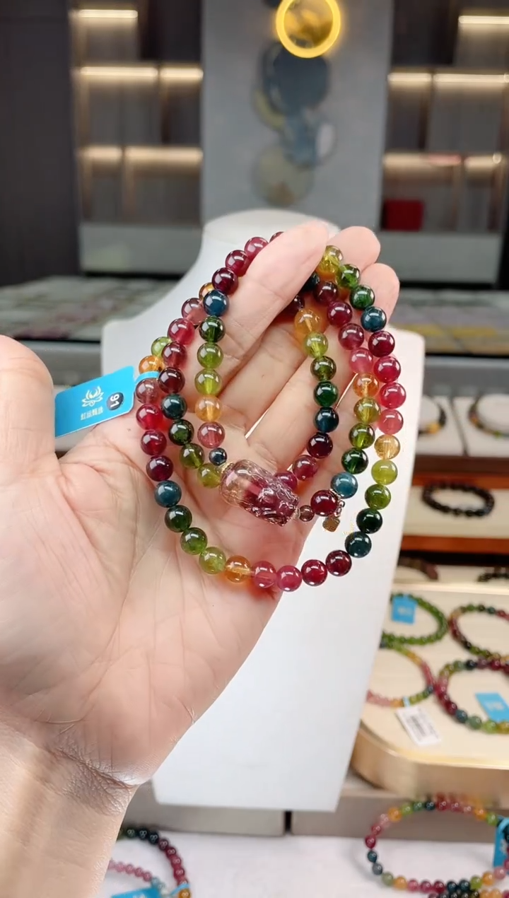 【闪购商品】碧玺三圈手串未镶嵌（多样性发一条）Q